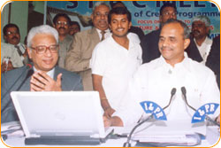 Mr. BITRA, M.D, BITRA NET PVT LTD., with Hon'ble. Chief Minister Dr. Y.S. Raja Sekhara Reddy
SLBC Website Opening At Jubilee Hall - www.slbc.in